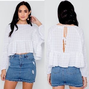 Womens Lizard Thicket Boutique Checkered/ Plaid Mustard Seed Crop Top size Small